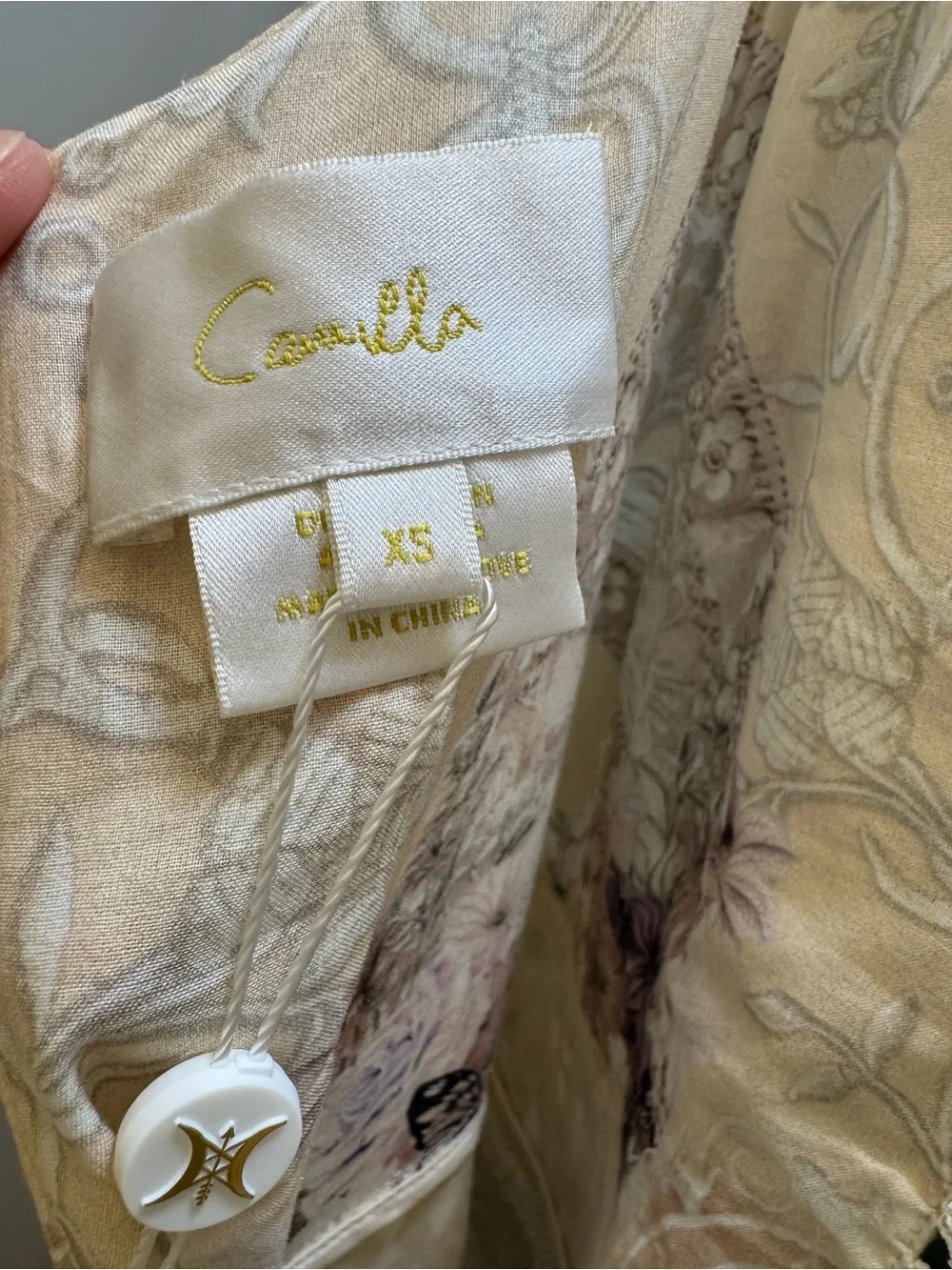 Camilla Trapeze Tired Dress. Cream Floral Lace Maxi Dress - Picture 8 of 10